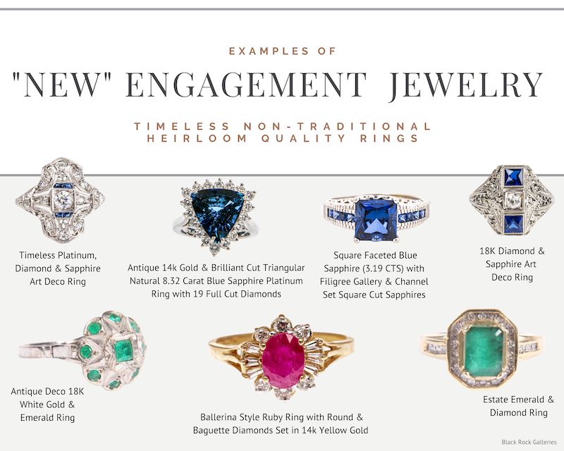Heirloom and heirloom quality precious gemstone rings are replacing the traditional diamond solitaire in engagement rings